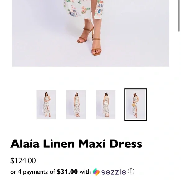 En Saison White and Green Linen Dress - Picture 7 of 8